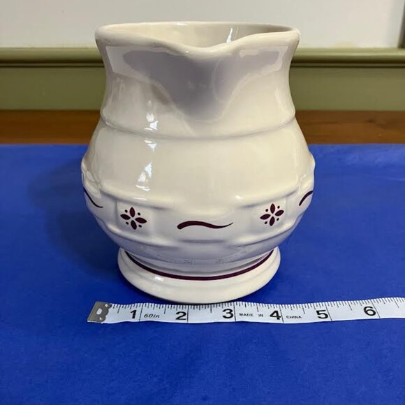 Longaberger Pottery 32 oz. Pitcher Woven Traditions Red - Picture 8 of 13